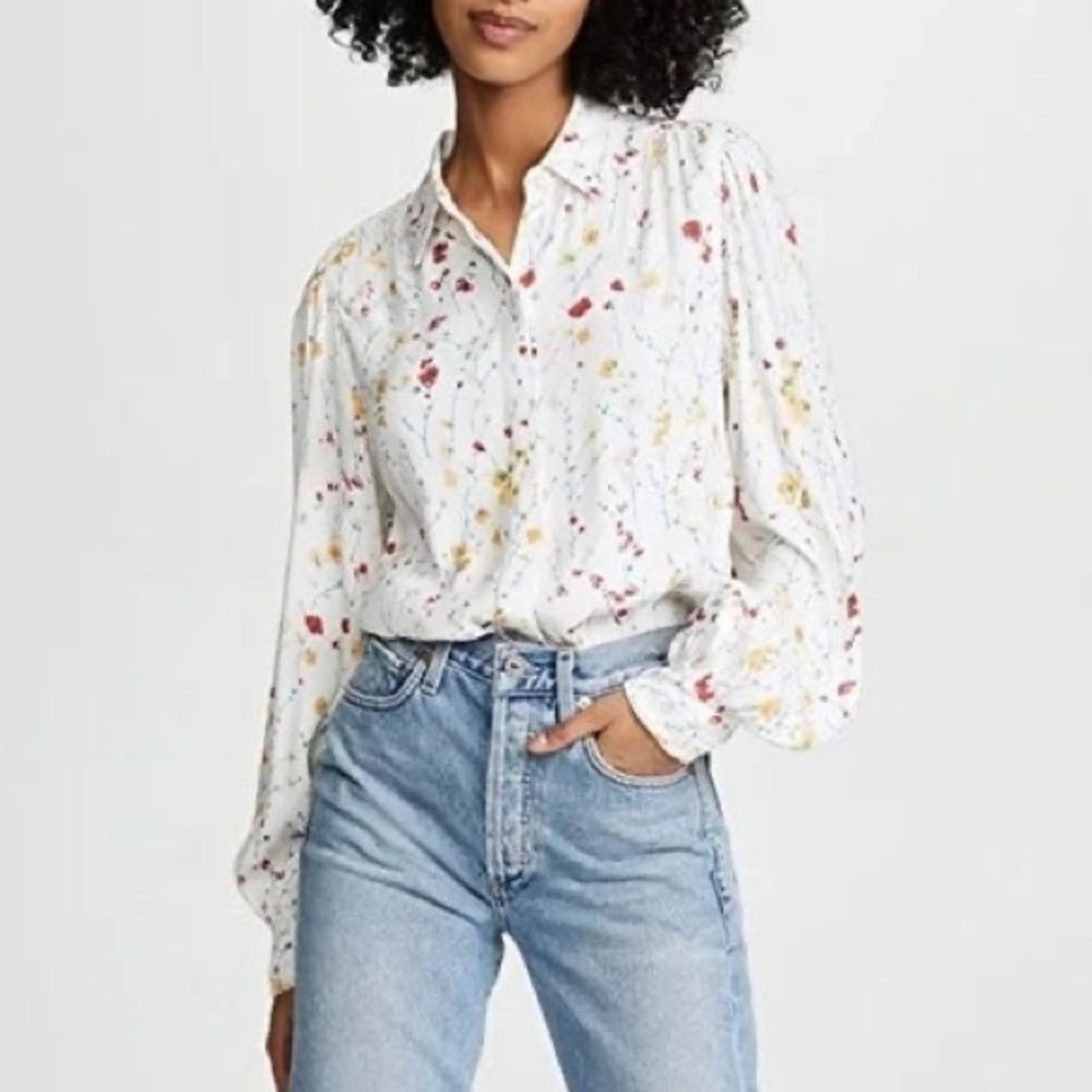 Equipment Femme White Marcility Floral Blouse